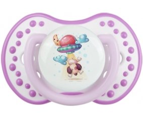 Animaux rigolos Secoupe volente chien : Blanc-mauve classique Tétine embout Lovi Dynamic