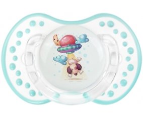 Animaux rigolos Secoupe volente chien : Retro-blanc-lagon classique Tétine embout Lovi Dynamic