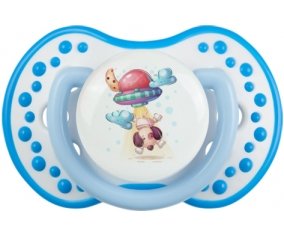 Animaux rigolos Secoupe volente chien : Blanc-bleu phosphorescente Tétine embout Lovi Dynamic