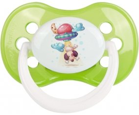 Animaux rigolos Secoupe volente chien : Vert classique Tétine embout anatomique