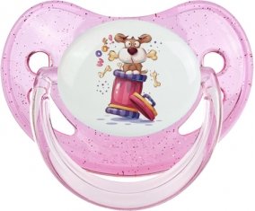 Animaux rigolos Woof ! : Rose à paillette Tétine embout physiologique