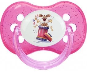 Animaux rigolos Woof ! : Rose à paillette Tétine embout cerise