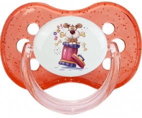 Animaux rigolos Woof ! : Rouge à paillette Tétine embout cerise