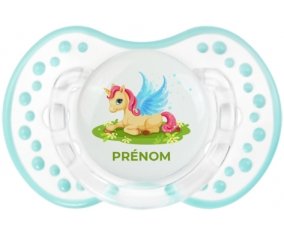 Licorne design-8 avec prénom : Retro-blanc-lagon classique Tétine embout Lovi Dynamic