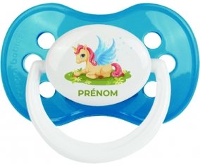 Licorne design-8 avec prénom : Cyan classique Tétine embout anatomique
