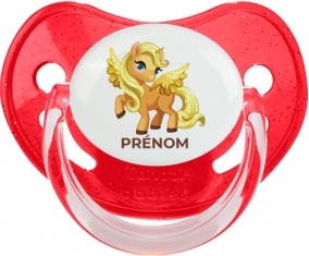 My Little Pony Applejack avec prénom : Rouge à paillette Tétine embout physiologique