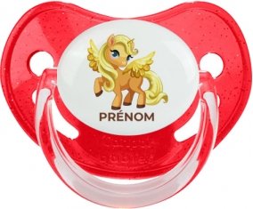 My Little Pony Applejack avec prénom : Rouge à paillette Tétine embout physiologique