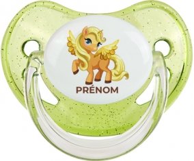 My Little Pony Applejack avec prénom : Vert à paillette Tétine embout physiologique