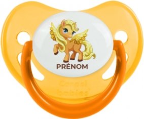 My Little Pony Applejack avec prénom : Jaune phosphorescente Tétine embout physiologique