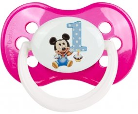 Disney Mickey Numéro 1 anniversaire : Rose foncé classique Tétine embout anatomique