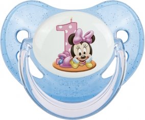 Disney Minnie Numéro 1 anniversaire : Bleue à paillette Tétine embout physiologique