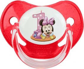Disney Minnie Numéro 1 anniversaire : Rouge à paillette Tétine embout physiologique