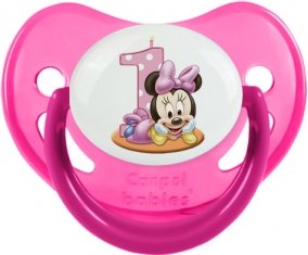 Disney Minnie Numéro 1 anniversaire : Rose phosphorescente Tétine embout physiologique