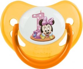 Disney Minnie Numéro 1 anniversaire : Jaune phosphorescente Tétine embout physiologique