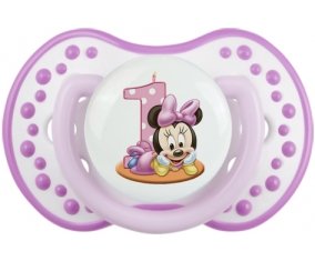Disney Minnie Numéro 1 anniversaire : Blanc-mauve classique Tétine embout Lovi Dynamic