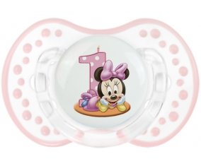 Disney Minnie Numéro 1 anniversaire : Retro-blanc-rose-tendre classique Tétine embout Lovi Dynamic