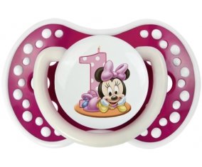Disney Minnie Numéro 1 anniversaire : Fuchsia phosphorescente Tétine embout Lovi Dynamic
