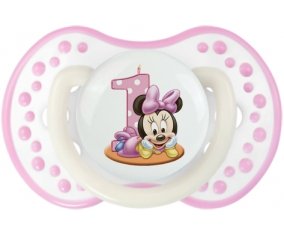 Disney Minnie Numéro 1 anniversaire : Blanc-rose phosphorescente Tétine embout Lovi Dynamic