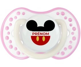 Disney Mickey short rouge avec prénom : Blanc-rose phosphorescente Tétine embout Lovi Dynamic
