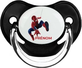 Spiderman design-1 avec prénom : Noir classique Tétine embout physiologique