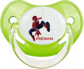 Spiderman design-1 avec prénom : Vert classique Tétine embout physiologique