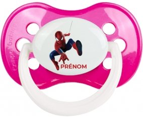 Spiderman design-1 avec prénom : Rose foncé classique Tétine embout anatomique