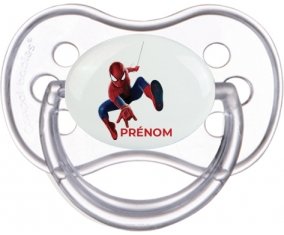 Spiderman design-1 avec prénom : Transparente classique Tétine embout anatomique