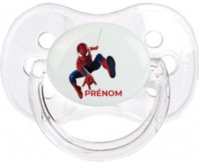 Spiderman design-1 avec prénom : Transparent classique Tétine embout cerise