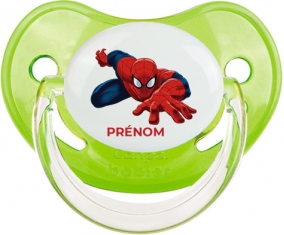 Spiderman design-2 avec prénom : Vert classique Tétine embout physiologique