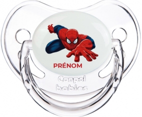 Spiderman design-2 avec prénom : Transparent classique Tétine embout physiologique