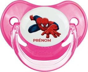 Spiderman design-2 avec prénom : Rose classique Tétine embout physiologique