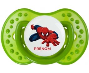 Spiderman design-2 avec prénom : Vert classique Tétine embout Lovi Dynamic