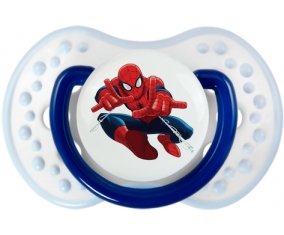 Spiderman design-3 avec prénom : Marine-blanc-bleu classique Tétine embout Lovi Dynamic