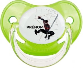 Spiderman design-4 avec prénom : Vert classique Tétine embout physiologique