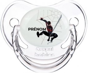 Spiderman design-4 avec prénom : Transparent classique Tétine embout physiologique