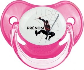Spiderman design-4 avec prénom : Rose classique Tétine embout physiologique