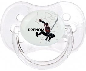 Spiderman design-4 avec prénom : Transparent classique Tétine embout cerise