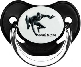 Spiderman design-5 avec prénom : Noir classique Tétine embout physiologique