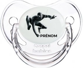 Spiderman design-5 avec prénom : Transparent classique Tétine embout physiologique