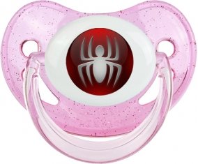 Spiderman bouton araigné : Rose à paillette Tétine embout physiologique