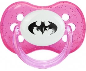 Batman logo noir : Rose à paillette Tétine embout cerise