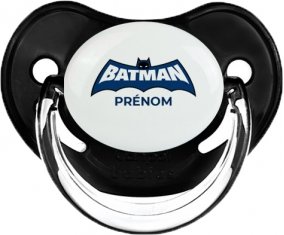 Batman logo bleu avec prénom : Noir classique Tétine embout physiologique