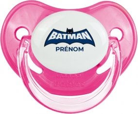 Batman logo bleu avec prénom : Rose classique Tétine embout physiologique