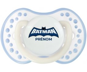 Batman logo bleu avec prénom : Blanc-cyan classique Tétine embout Lovi Dynamic