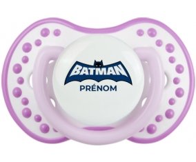 Batman logo bleu avec prénom : Blanc-mauve classique Tétine embout Lovi Dynamic