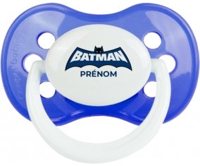 Batman logo bleu avec prénom : Bleu classique Tétine embout anatomique