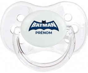Batman logo bleu avec prénom : Transparent classique Tétine embout cerise