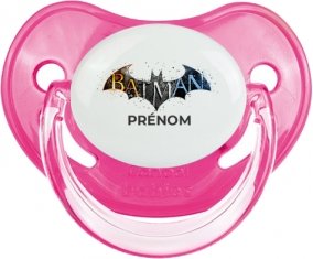 Batman logo design-1 avec prénom : Rose classique Tétine embout physiologique