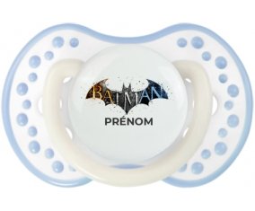Batman logo design-1 avec prénom : Blanc-cyan classique Tétine embout Lovi Dynamic