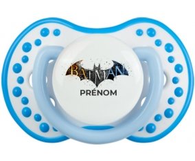 Batman logo design-1 avec prénom : Blanc-bleu phosphorescente Tétine embout Lovi Dynamic
